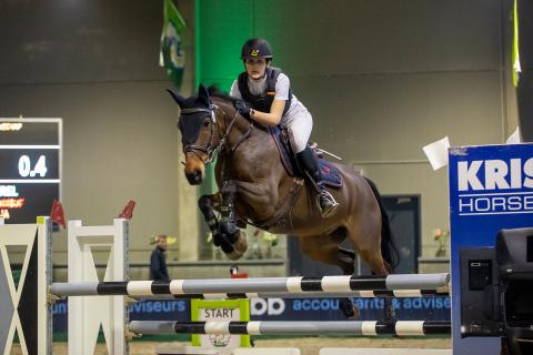 Merel Braspenning en Parco van't Hollandhof van LRV Wortel - Kampioen D Midden Stijl en Barema A